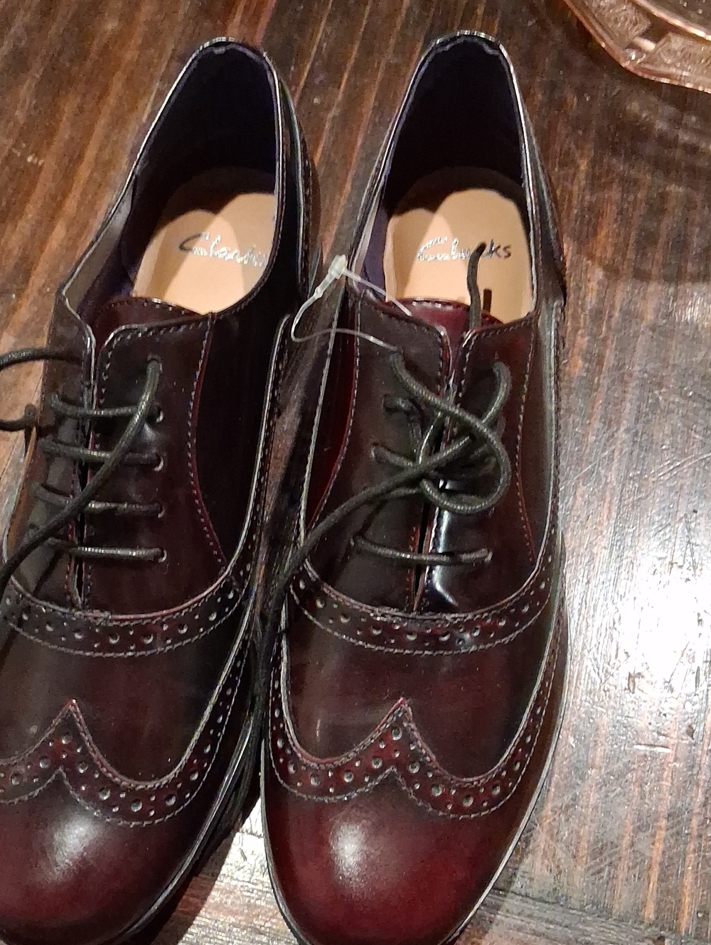 Clarks Women ’s Brogue Wingtip Oxford in Burgundy/Deep Red